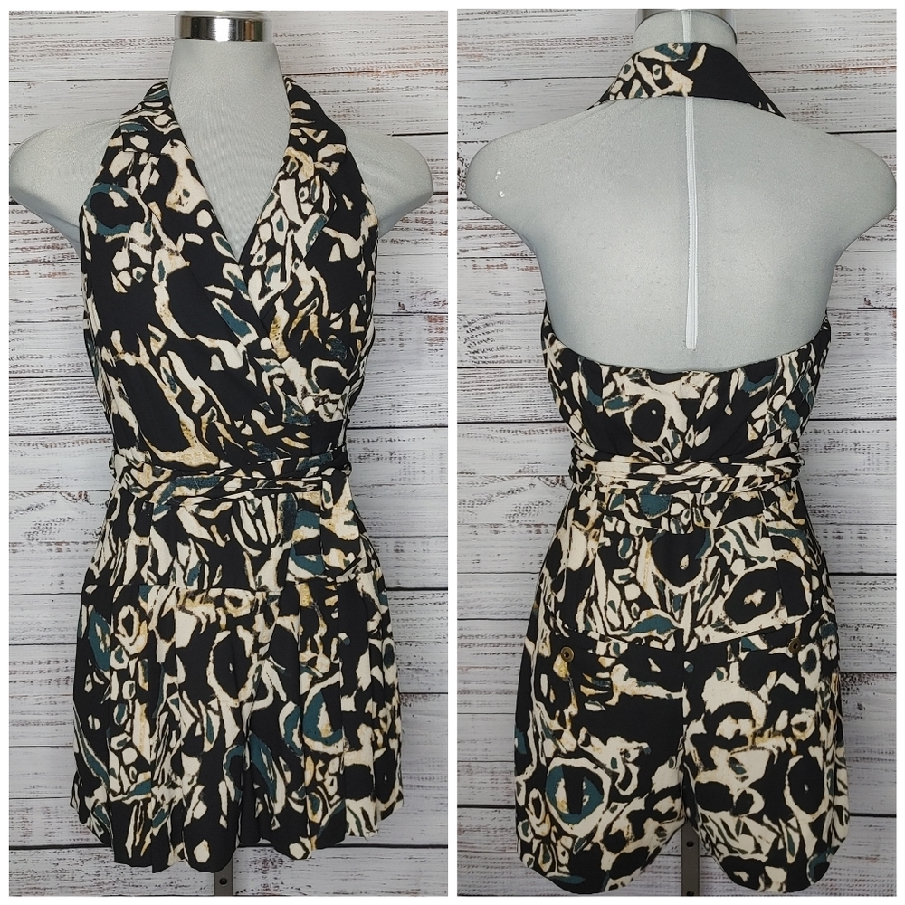 Stylish Black and Cream Halter Jumpsuit